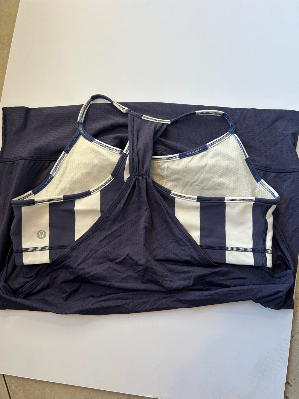 lululemon athletica Navy and White Striped Sports Bra Tank